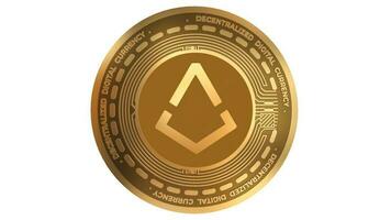 3D Render Golden Augur Rep Cryptocurrency Coin Symbol Close up photo