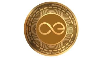 3D Render Golden Aeternity Ae Cryptocurrency Coin Symbol Close up photo