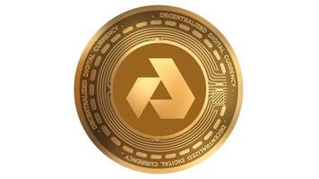 3D Render Golden Akash Network Akt Cryptocurrency Coin Symbol Close up photo