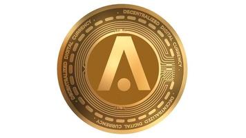 3D Render Golden  Aion Cryptocurrency Coin Symbol Close up photo