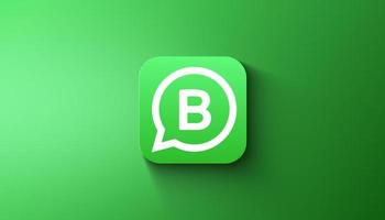 illustration WhatsApp Business application is displayed on gradient background photo