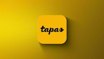 illustration Tapas application is displayed on gradient background photo