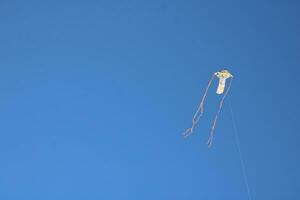 cometa volador en el playa cielo foto