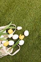 Easter eggs on the grass holiday spring christian day photo