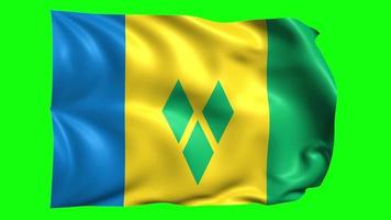 Grün Bildschirm 3d winken Flagge von Heilige Vincent und das Grenadinen video