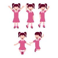 Set Of Happy Little Girl Character vector