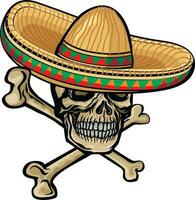 santo muerte, mexicano azúcar cráneo en sombrero, grunge Clásico diseño t camisas vector