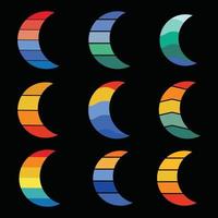 retro Clásico puesta de sol color luna.ramadan vector eid Mubarak atardecer.70s Años 80 antiguo color para noche diferente Luna vector estilo recopilación, diseño elementos celestial Luna icono símbolo vector antecedentes