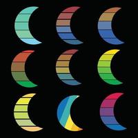 retro Clásico puesta de sol color luna.ramadan vector eid Mubarak atardecer.70s Años 80 antiguo color para noche diferente Luna vector estilo recopilación, diseño elementos celestial Luna icono símbolo vector antecedentes