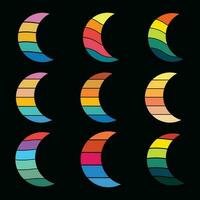 retro Clásico puesta de sol color luna.ramadan vector eid Mubarak atardecer.70s Años 80 antiguo color para noche diferente Luna vector estilo recopilación, diseño elementos celestial Luna icono símbolo vector antecedentes