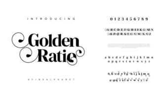 Golden ration abstract Fashion font alphabet. Minimal modern urban fonts for logo, brand etc. Typography typeface uppercase lowercase and number. vector illustration