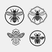 set of Honey bee Hand drawn vector vintage style illustrations.