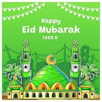 mano dibujado mezquita como un saludo para eid Mubarak ilustración vector