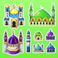 Hand Drawn Mosques Sticker Pack vector