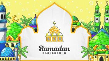 Hand Drawn Ramadan Mosques Background vector