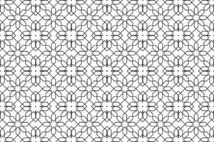 Geometric islamic pattern on white background. Seamless black line design. vector