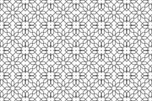 Geometric islamic pattern on white background. Seamless black line design. vector