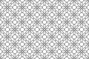 Geometric islamic pattern on white background. Seamless black line design. vector