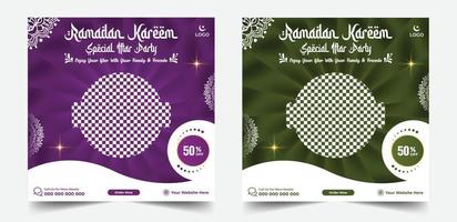 Ramadán especial comida menú social medios de comunicación enviar o cuadrado volantes modelo vector