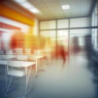 School student blurred light background, template - image photo