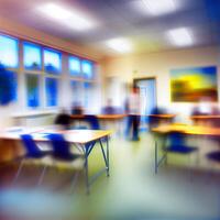 School student blurred light background, template - AI generated image photo