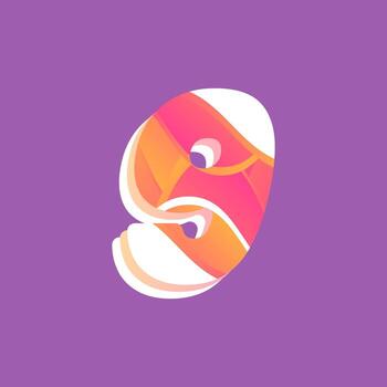 Abstract number with yellow and red colors vector