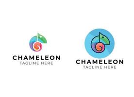 colorful chameleon logo design vector