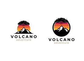 erupción volcán montaña logo diseño modelo. volcán vector logo