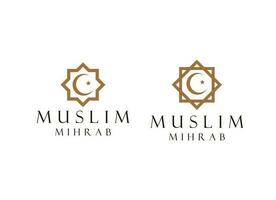 Islamic logo template, Ribbon islamic dome palace logo design template vector