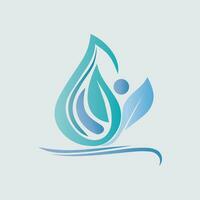 natural hoja agua soltar logo diseño vector