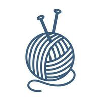 Ball of yarn with knitting needles. Skeins of wool. Tools for knitwork, handicraft, crocheting, hand-knitting. Female hobby. Vector illustration isolated on white background. Hobby logo