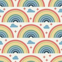 PrintVector seamless pattern with rainbows, clouds isolated on the light background. Travel concept. Peaceful, cute children background vector