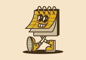 Vintage mascot character design of Square calendar with happy face vector