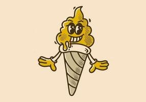 Vintage mascot character design of a ice cream cone vector