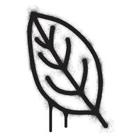 Leaf icon with black spray paint vector