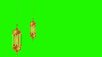 Ramadan lantern animation on green screen. Ramadan lanterns are hung with a ping pong effect. video