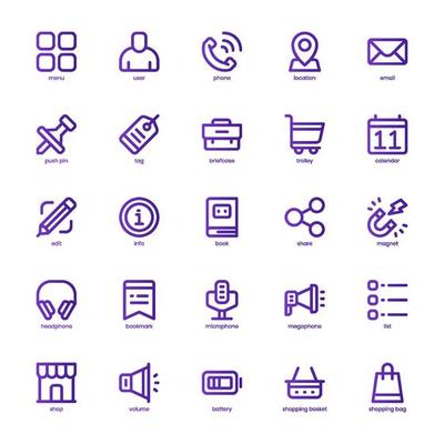 Mobile App icon pack for your website design, logo, app, and user interface. Mobile App icon basic line gradient design. Vector graphics illustration and editable stroke.
