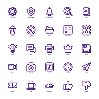 Mobile App icon pack for your website design, logo, app, and user interface. Mobile App icon basic line gradient design. Vector graphics illustration and editable stroke.