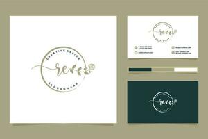 Initial RE Feminine logo collections and business card template Premium Vector