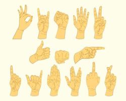 Hand sign Flat vector illustration. Simple and realistic hand gesture vector design template.