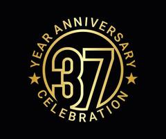 The ordinal number anniversary set is set in gold on a black background for a festive moment vector