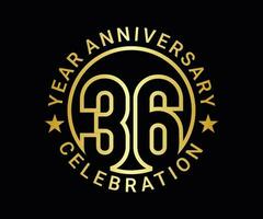 The ordinal number anniversary set is set in gold on a black background for a festive moment vector