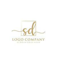 Initial SD feminine logo collections template. handwriting logo of initial signature, wedding, fashion, jewerly, boutique, floral and botanical with creative template for any company or business. vector