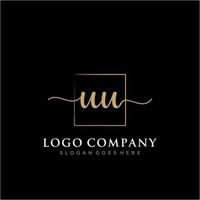 Initial UU feminine logo collections template. handwriting logo of initial signature, wedding, fashion, jewerly, boutique, floral and botanical with creative template for any company or business. vector