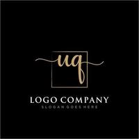 Initial UQ feminine logo collections template. handwriting logo of initial signature, wedding, fashion, jewerly, boutique, floral and botanical with creative template for any company or business. vector