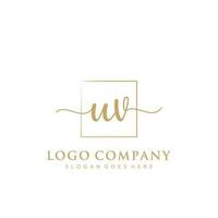 Initial UV feminine logo collections template. handwriting logo of initial signature, wedding, fashion, jewerly, boutique, floral and botanical with creative template for any company or business. vector