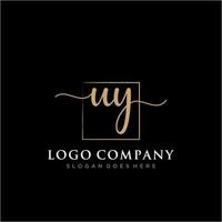 Initial UY feminine logo collections template. handwriting logo of initial signature, wedding, fashion, jewerly, boutique, floral and botanical with creative template for any company or business. vector
