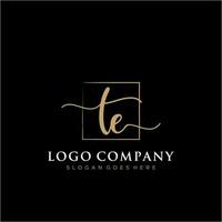 Initial TE feminine logo collections template. handwriting logo of initial signature, wedding, fashion, jewerly, boutique, floral and botanical with creative template for any company or business. vector