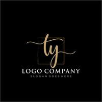 Initial TY feminine logo collections template. handwriting logo of initial signature, wedding, fashion, jewerly, boutique, floral and botanical with creative template for any company or business. vector