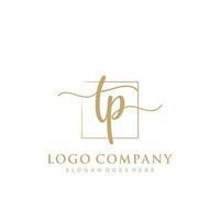 Initial TP feminine logo collections template. handwriting logo of initial signature, wedding, fashion, jewerly, boutique, floral and botanical with creative template for any company or business. vector